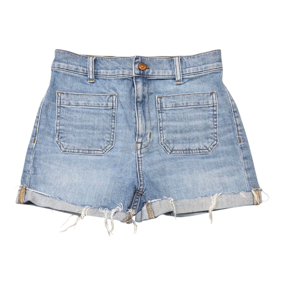 Madewell Women's High Rise Denim Shorts Blue Jean Pockets Cuffed Size 27